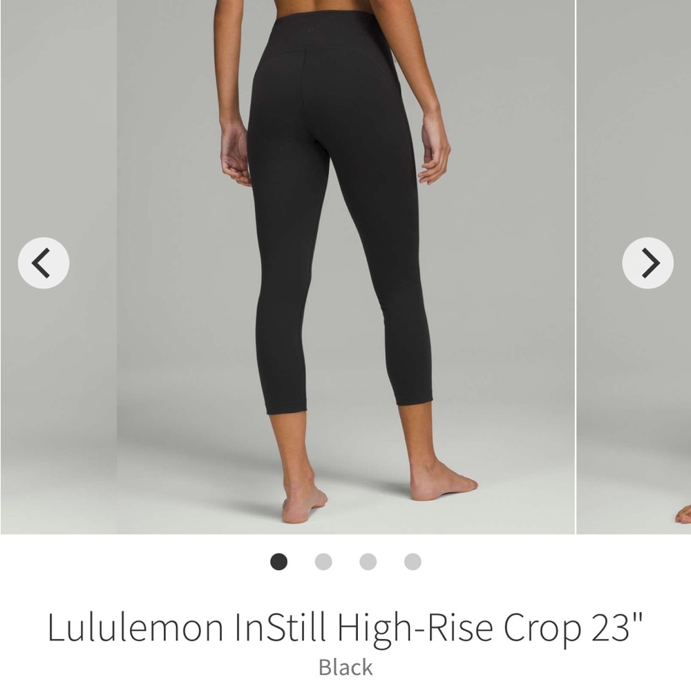 lululemon black instill legging, size 4, 23”